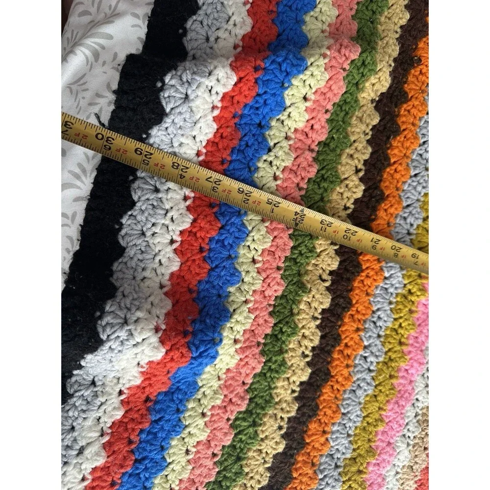 Colorful Handmade Throw Blanket Afghan 80